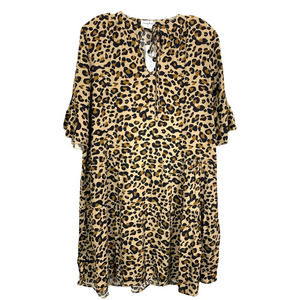 TREND Y MOMO ANIMAL PRINT RUFFLE DRESS SIZE L